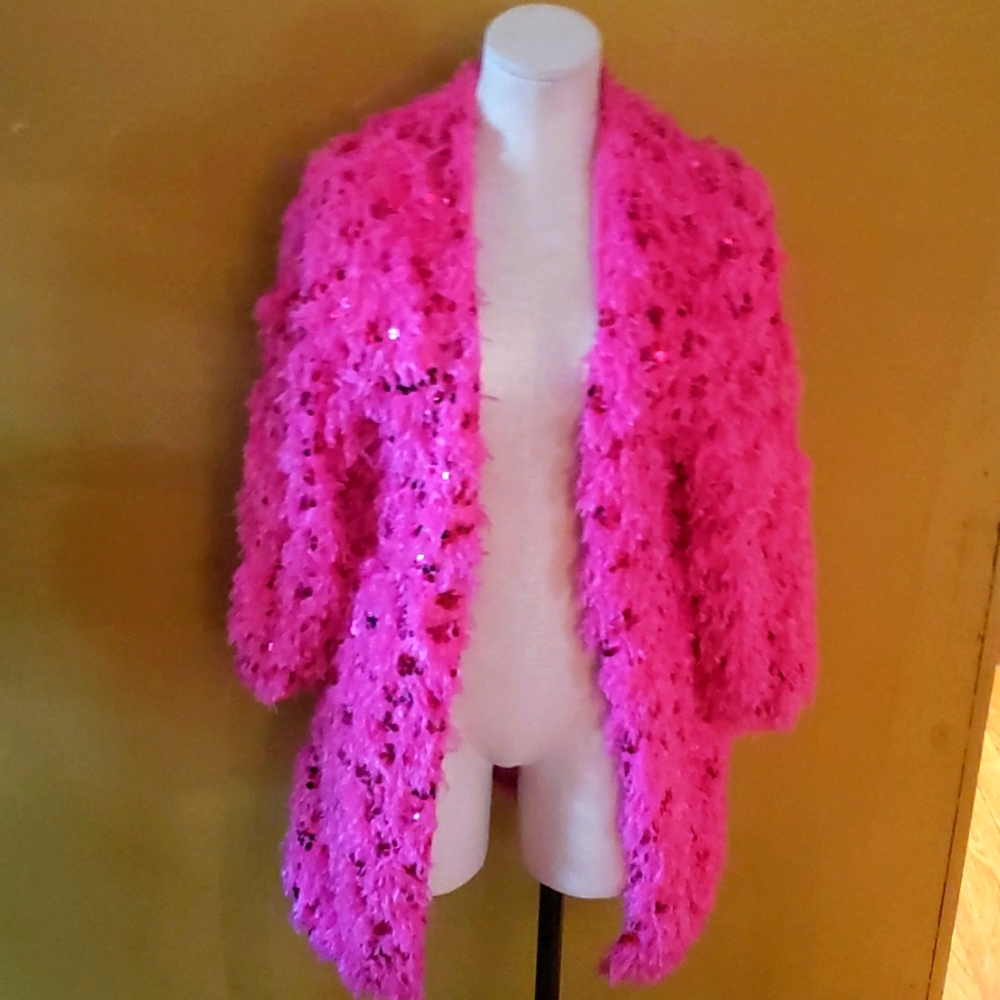 Shein Curve bedazzled pink coat Size 0XLarge